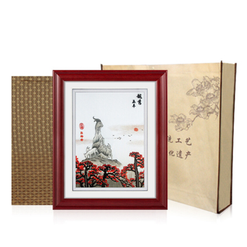 品粤 纯手工广州特色礼品潮绣粤绣广绣礼物单面绣挂画摆件两用广