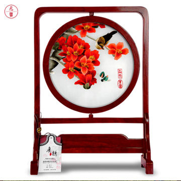 品粤 纯手工广州特色礼品潮绣粤绣广绣礼物单面绣挂画摆件两用广