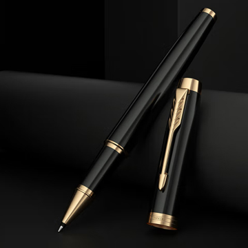 派克（PARKER）签字笔 商务办公送礼 学生练字文具 书法 男女生日礼物 IM系列丽雅黑金夹宝珠笔