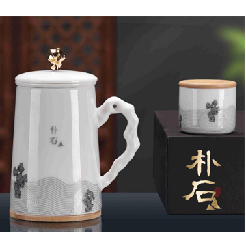 羊脂玉瓷办公杯茶具礼品