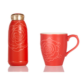 乾唐轩活性瓷永恒玫瑰随身杯 咖啡-红茶两用杯